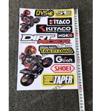 Set Autocolant / Stickere Pentru Carena Moto DVS KITACO NGK DIRT RIDER TAKEGAWA SHOEI PROTAPER NI4ZK  Autocolant / Stikare Ca...