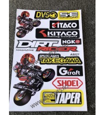 Set Autocolant / Stickere Pentru Carena Moto DVS KITACO NGK DIRT RIDER TAKEGAWA SHOEI PROTAPER NI4ZK  Autocolant / Stikare Ca...