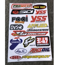 Set Autocolant / Stickere Pentru Carena Moto SIDI PROMOTO RACE TECH YSS DVS BRIDGESTONE PROCIRCUIT QN4ZY  Autocolant / Stikar...