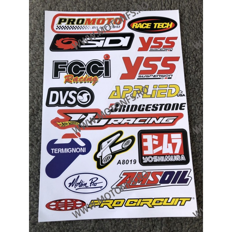 Set Autocolant / Stickere Pentru Carena Moto SIDI PROMOTO RACE TECH YSS DVS BRIDGESTONE PROCIRCUIT QN4ZY  Autocolant / Stikar...