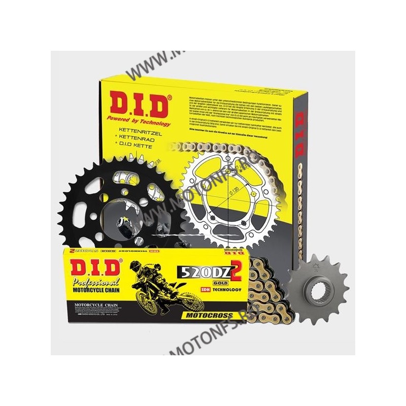 DID - kit lant Honda XL350Re 1985- 1987, pinioane 14/38, lant 520DZ2-118 Gold MX Racing Standard 121-038 DID RACING CHAIN Kit...