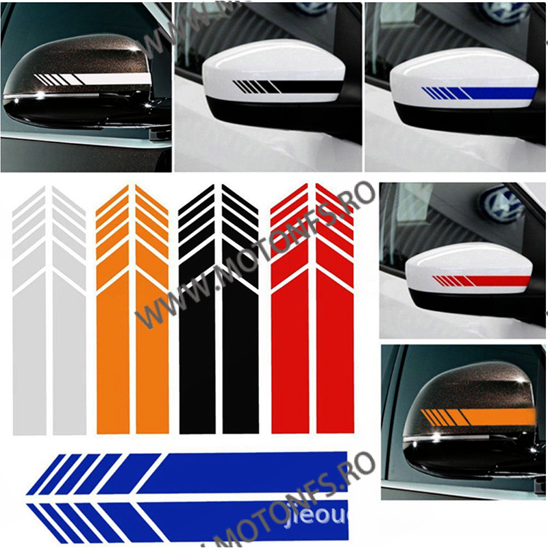 20cm x 2 cm 2Buc Autocolant / Sticker Moto / Auto Reflectorizante Stikere Negru Alb Rosu Galben Albastru Carena Oglinda Moto ...