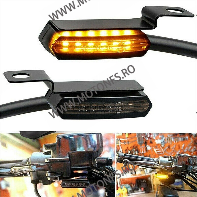 Set 2 Semnale Ascendent Universale Pe Led Material Aluminiu M8 Omologat E21 ,montaj la ghidon sau oglinzi 4SFT6  Semnale Moto...