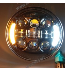 5.75 inch Far Universal Moto Omologat E9 semnalizare integrate Cafe Racer Chopper, Bobber Harley Davidson MS-6030F  Faruri Mo...