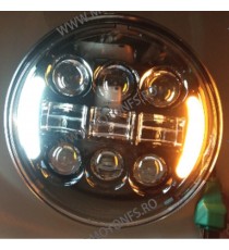 5.75 inch Far Universal Moto Omologat E9 semnalizare integrate Cafe Racer Chopper, Bobber Harley Davidson MS-6030F  Faruri Mo...