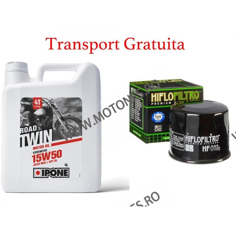 15W50 IPONE TWIN ROAD Semi-synthetic oil 4T 4L + Hiflo filtru standard Cadou + Tansport Gratuita IP-800050 OFERTA IPONE Ofert...