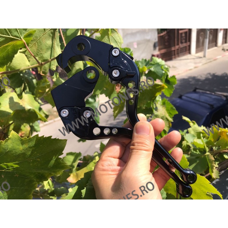 ZX6R/636 ZX10R Z1000 Z750R Z1000 Kawasaki Set Manete Lungi Ambreiaj Frana Classic Negre MLNE-F88/K828  Manete CNC Dedicat Kaw...