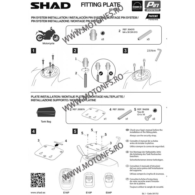 HONDA Pin system SHAD X010PS