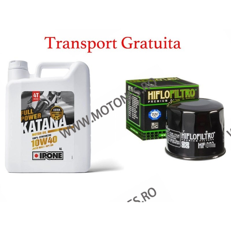 10W40 ULEI DE MOTOR IPONE FULL POWER KATANA 100% SINTETIC 4L + Hiflo filtru standard Cadou + Tansport Gratuita IP-800361-Kawa...