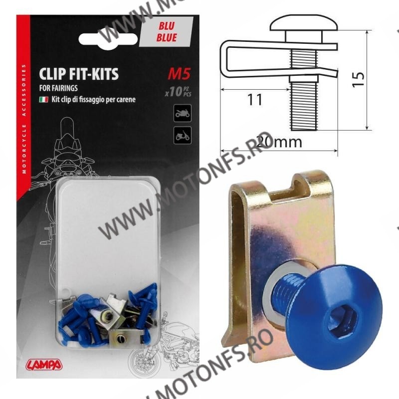 (5 MA) - 10 pcs - Blue LAMPA - Clip Fit-Kits for fairings [nou] LA-91659 SIFAM Suruburi Carena Universale 62,00 lei 55,80 lei...