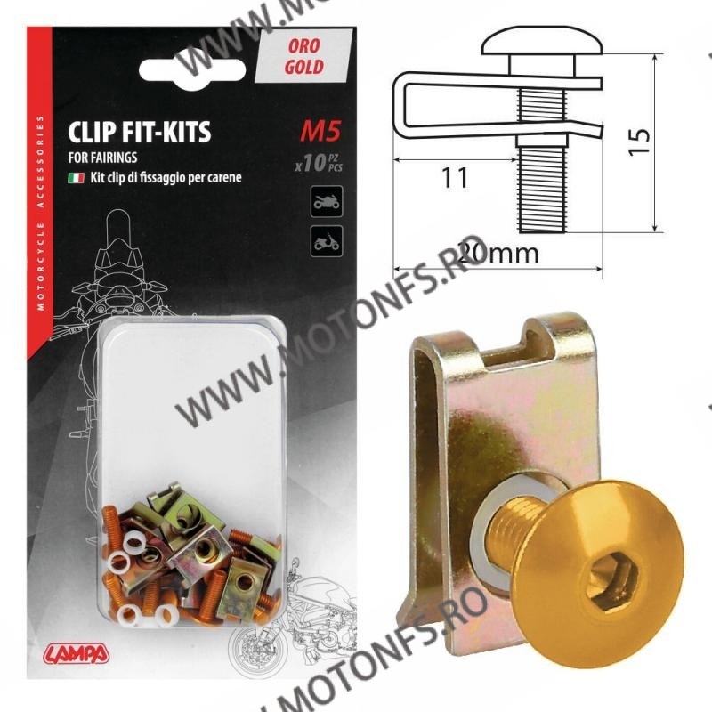 (5 MA) - 10 pcs - Gold LAMPA - Clip Fit-Kits for fairings [nou] LA-91657 SIFAM Suruburi Carena Universale 62,00 lei 55,80 lei...