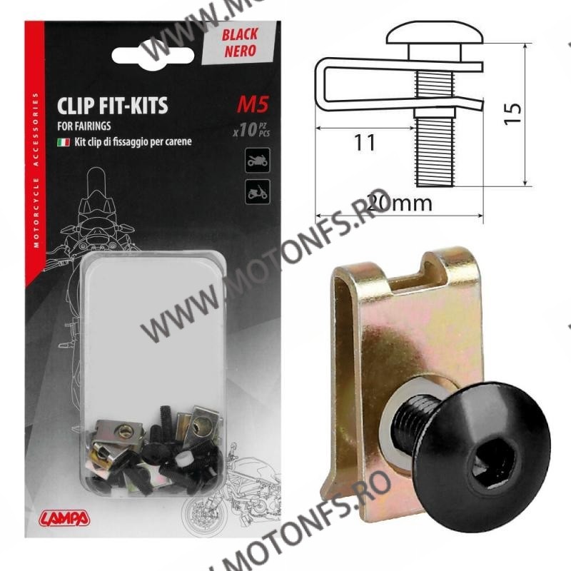 (5 MA) - 10 pcs - Black LAMPA - Clip Fit-Kits for fairings [nou] LA-91656 SIFAM Suruburi Carena Universale 62,00 lei 55,80 le...