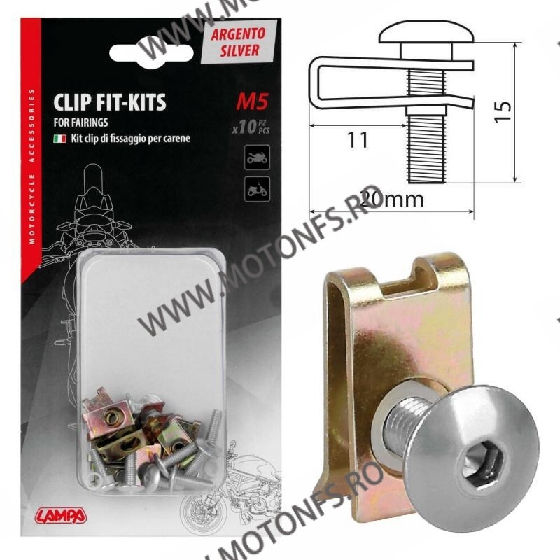 (5 MA) - 10 pcs - Silver LAMPA - Clip Fit-Kits for fairings [nou] LA-91655 j SIFAM Suruburi Carena Universale 62,00 lei 55,80...