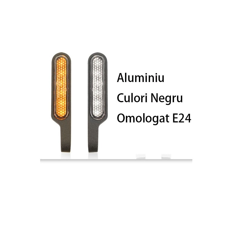 Set 2 Semnale Universale Pe Led Material Aluminiu Omologat E24 ,montaj la ghidon sau oglinzi 6OHLS  Semnalizare Moto LED Univ...