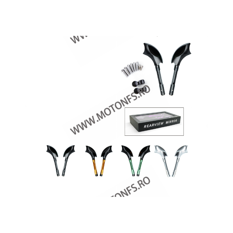 Set 2 Buc Oglinzi Retrovizoare Universal CNC Pentru Motocicleta Naked Streetfighter Sport Negru SF-077  Oglinzi Aluminiu CNC ...
