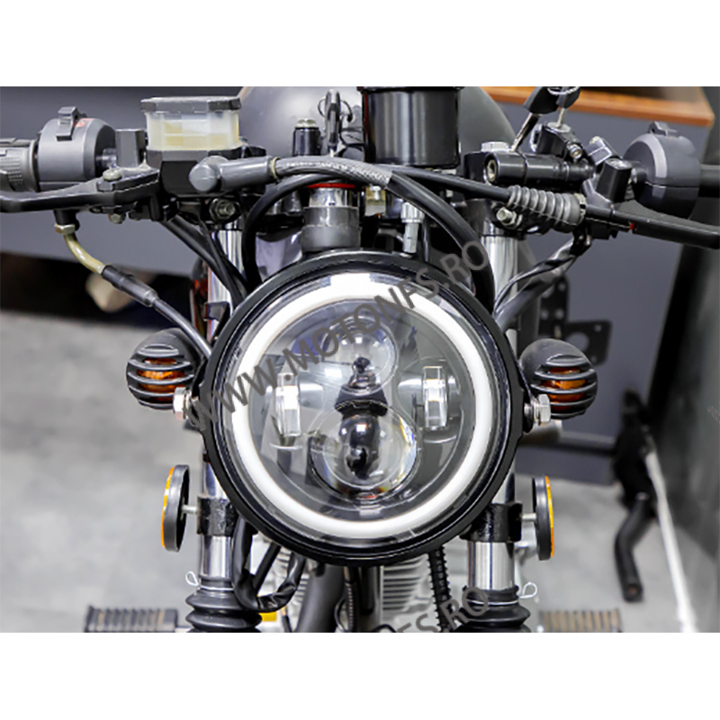 Phare Bullet 4,5 Pouces - Noir - Halogène - Pour Harley Custom Cafe Racer - Neuf