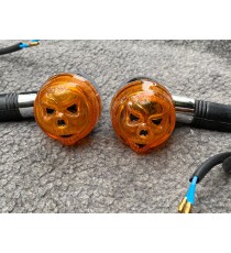 Set 2 Buc Semnale Chrom Cu BEC Semnalizatoare Moto Cafe Racer Bobber Chopper Retro 2NH6G  Semnal Universale Cafe Racer Choppe...