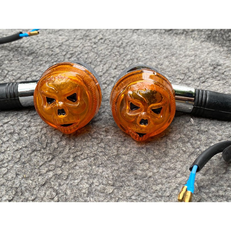 Set 2 Buc Semnale Chrom Cu BEC Semnalizatoare Moto Cafe Racer Bobber Chopper Retro 2NH6G  Semnal Universale Cafe Racer Choppe...