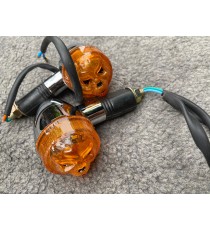 Set 2 Buc Semnale Chrom Cu BEC Semnalizatoare Moto Cafe Racer Bobber Chopper Retro 2NH6G  Semnal Universale Cafe Racer Choppe...