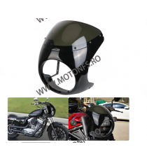Carena Frontala Negru Mat Cu Parbrizul Fumuriu Cafe Racer Harley Honda Yamaha Suzuki Kawasaki TB5GY TB5GY  Carena / Parbriza ...