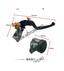 22MM Set 2Buc Levier Lungi Rabatare Frana Hydraulic Si Maneta Ambreiaj + Rezervor Lichid Racing Universal T48XO  Maneta Cu Pr...