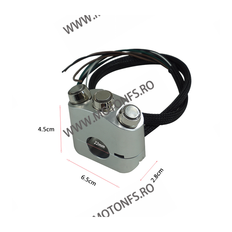 22mm Intrerupator moto cu 3 butoane On / Off Aluminiu CNC Cu LED Pentru ...