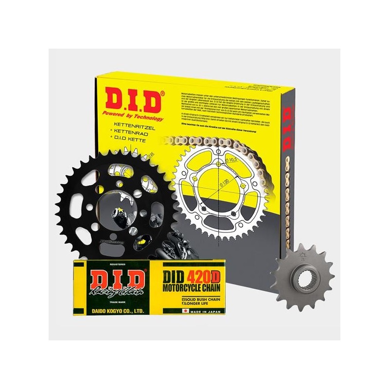 DID - kit lant Suzuki RV50 14Z/32Z ungedrosselt, pinioane 14/32, lant 420D-096 Standard 123-00 DID RACING CHAIN Kit Suzuki 16...