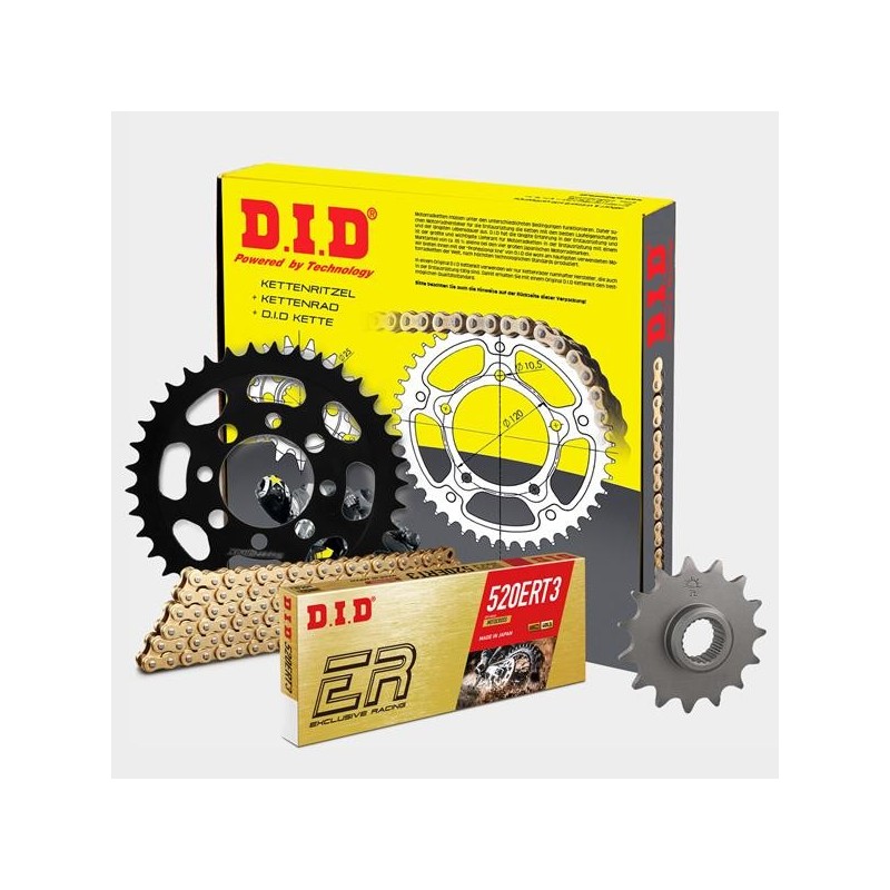 DID - kit lant Suzuki DR350 US 1994- 1999, pinioane 15/44, lant 520ERT3-116 Gold MX Racing Standard 123-033 DID RACING CHAIN ...