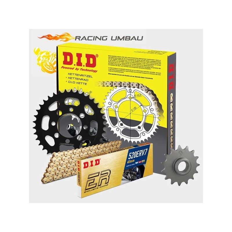 DID - kit lant BMW S1000RR - 2011 Contine pinioane 17/44 [ALU] si lant 520ERV7-118 gold X-Ring 125-032-80 DID RACING CHAIN Ki...