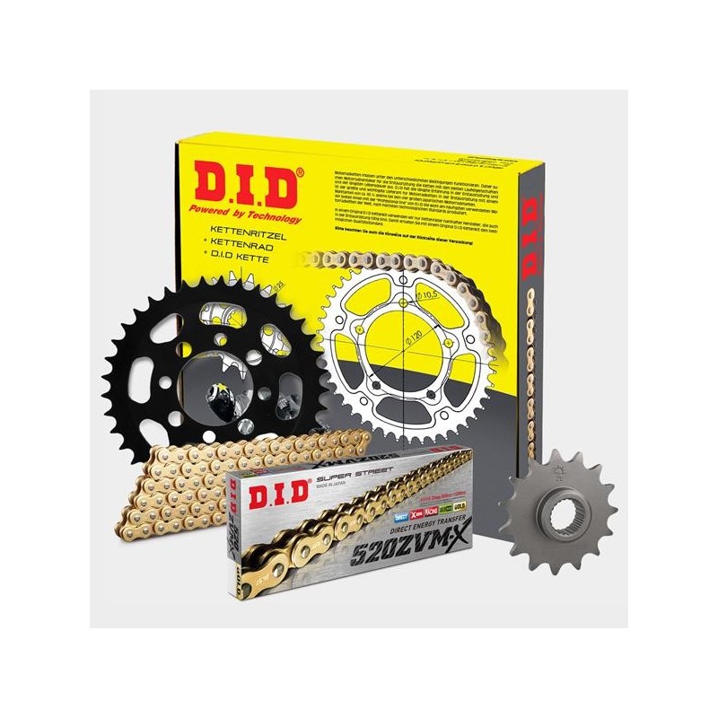 DID - kit lant Ducati Monster 900 i.e. 14/38, pinioane 14/38, lant 520ZVM-X-098 Gold X-Ring 125-169-1 DID RACING CHAIN Kit Du...
