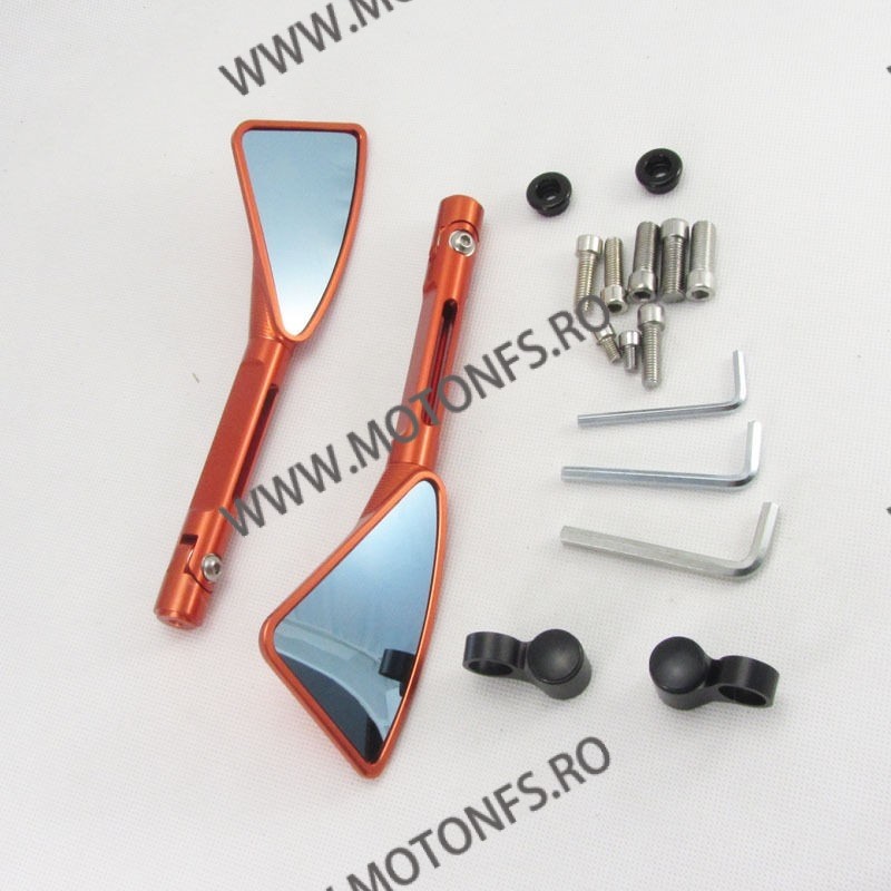 Set 2 Buc Oglinzi Retrovizoare Universal CNC Pentru Motocicleta Naked Streetfighter Sport Portocaliu OCM17845 OCM17845  Oglin...