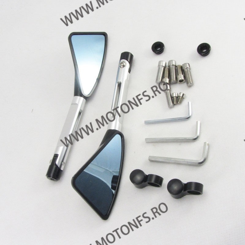Set 2 Buc Oglinzi Retrovizoare Universal CNC Pentru Motocicleta Naked Streetfighter Argintiu Sport OCM84712 OCM84712  Oglinzi...