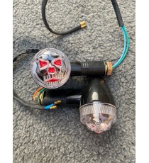 Set 2 Buc Semnale Pe Bec (R10w 12v) Negru Geam Transparent Semnalizatoare Moto Cafe Racer Bobber Chopper Retro 6HS7W  Semnal ...