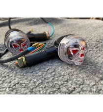 Set 2 Buc Semnale Pe Bec (R10w 12v) Negru Geam Transparent Semnalizatoare Moto Cafe Racer Bobber Chopper Retro 6HS7W  Semnal ...