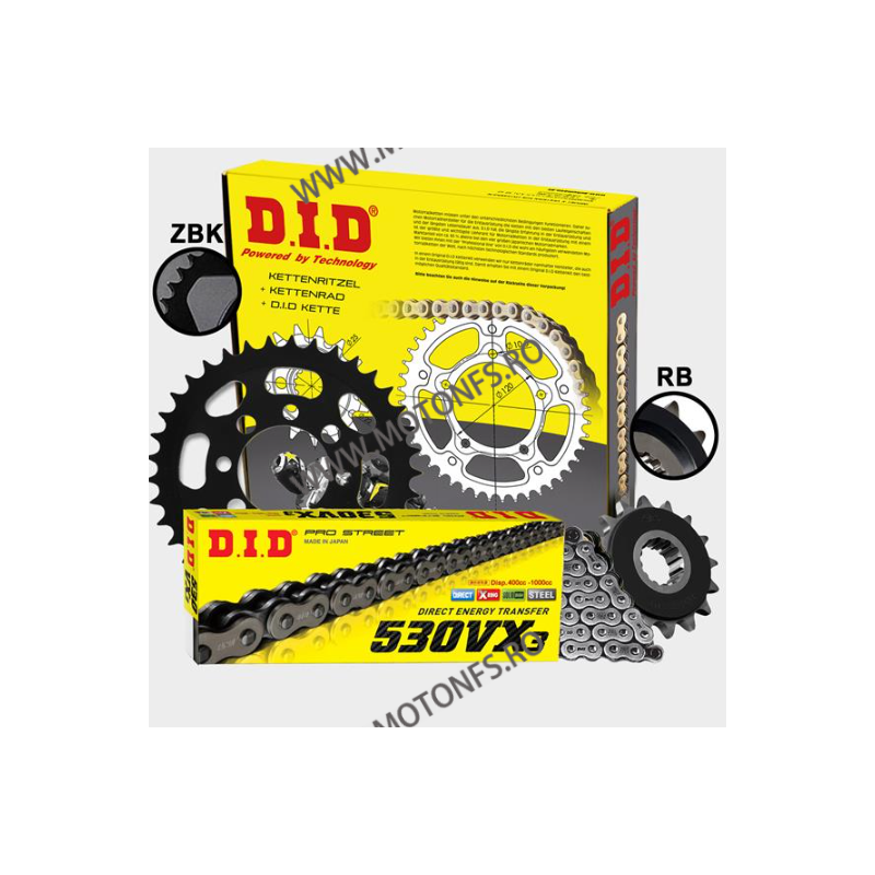 DID - kit lant Honda CB900F Hornet 2002-, pinioane 16/43, lant 530VX-114 X-Ring 121-955-40 DID RACING CHAIN Kit Honda 688,80 ...