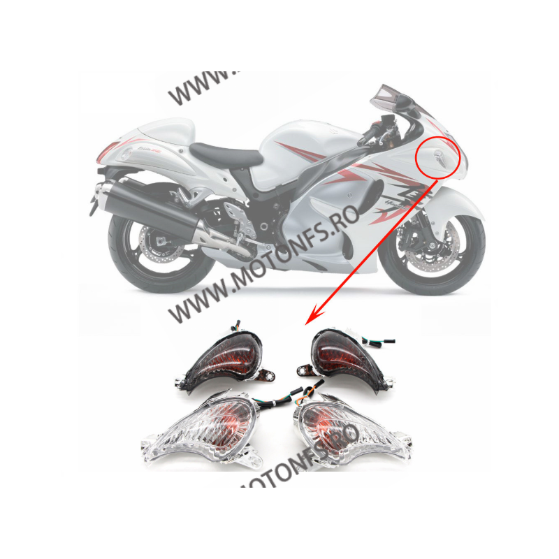 SUZUKI Hayabusa GSXR1300  2008 2009 2010 2011 2012 Set 2Buc Semnalizare Cu Bec Pentru Carena Geam Fumuriu Si Transparent TSK-...