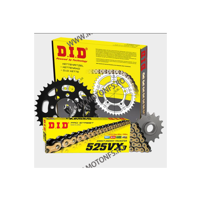DID - kit lant Yamaha MT-07 2014- / Tracer700 2016-, pinioane 16/43, lant Gold 525VX-108 X-Ring DID-103-12x DID RACING CHAIN ...