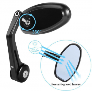 Set 2Buc Oglinzi pentru capatul de ghidon Negru UNIVERSALE MOTO SCUTER ATV HONDA YAMAHA SUZUKI KAWASAKI DUCATI BMW TRIUMPH