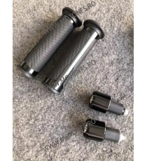 Set 2 Buc Mansoane + Acceleratie Moto Universale Cu Capete Ghidon Negru Rosu Albastru Auriu DS311  Mansoane Moto universale 9...