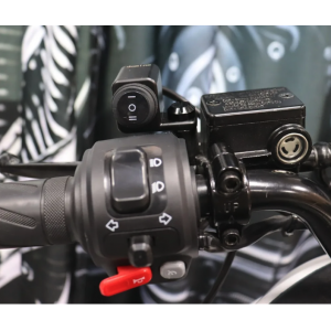 Comutator Moto din Aluminiu, 3 Poziții ON/OFF, 12V, Universal, Montaj pe Oglindă, pentru Proiectoare, Rezistent la Apă