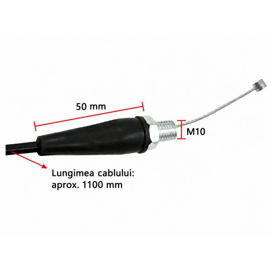 Cablu accelerație moto universal M10, pentru ghidon, compatibil motocicletă / ATV / off-road, lungime aprox. 1100 mm JDB92  C...