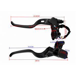 Manetă Frână Moto Universală 22mm cu Pompă Hidraulică, Aluminiu CNC, Culoare Negru, pentru Motocicletă / ATV / Scuter