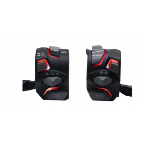 Set 2 Buc Comutator universal ghidon 22 mm (7/8"), cu pornire electrică, claxon, semnalizare, avarii și comutator far LED