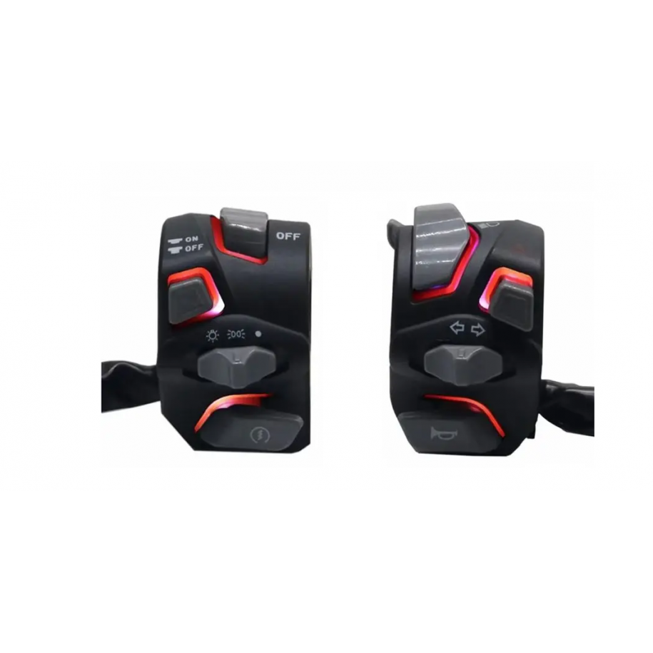 Set 2 Buc Comutator universal ghidon 22 mm (7/8"), cu pornire electrică, claxon, semnalizare, avarii și comutator far LED 66Z...