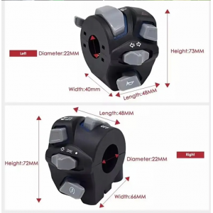 Set 2 Buc Comutator universal ghidon 22 mm (7/8"), cu pornire electrică, claxon, semnalizare, avarii și comutator far LED