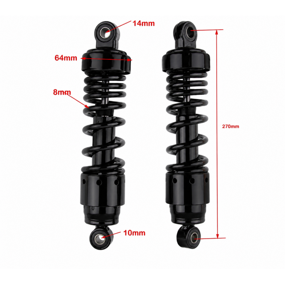 Amortizoare Spate 2BUC 270 mm Universale Cafe Racer Vintage Retro Custom pentru Bobber, Chopper și Motociclete Negre 15N7R  A...