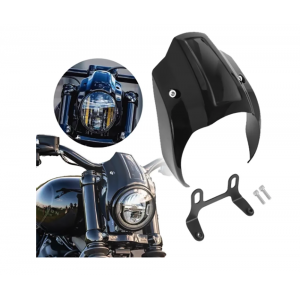 Carenă Față Moto cu Mască Far și Aripă Față, ABS, Negru Lucios, Compatibilă Harley Street Bob FXBB 2018-2022 și FXBBS 114 P8Z...