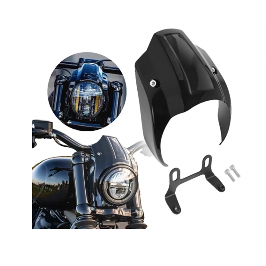 Mască Far Moto Vintage Negru Lucios, Carenaj Față Universal pentru Bobber, Cafe Racer, Chopper, Harley 8ROQ3  Carene frontale...