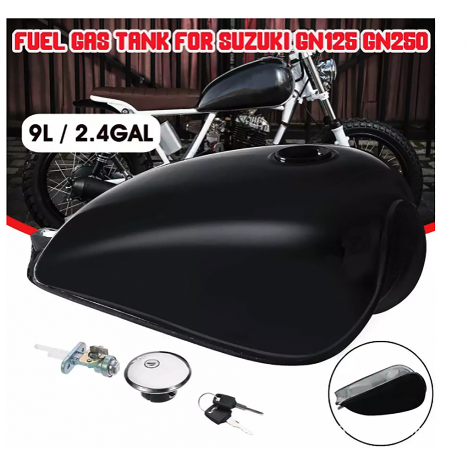 Rezervor Combustibil Universal 9L pentru Motocicletă Cafe Racer Bobber Chopper Custom din Oțel cu Capac și Robinet 9Y7ZR  Rez...