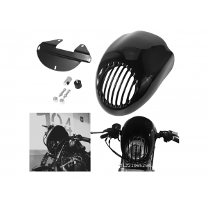 Carenaj Far Moto Universal cu Grilă pentru Cafe Racer Bobber Chopper Scrambler  Mască Far Retro